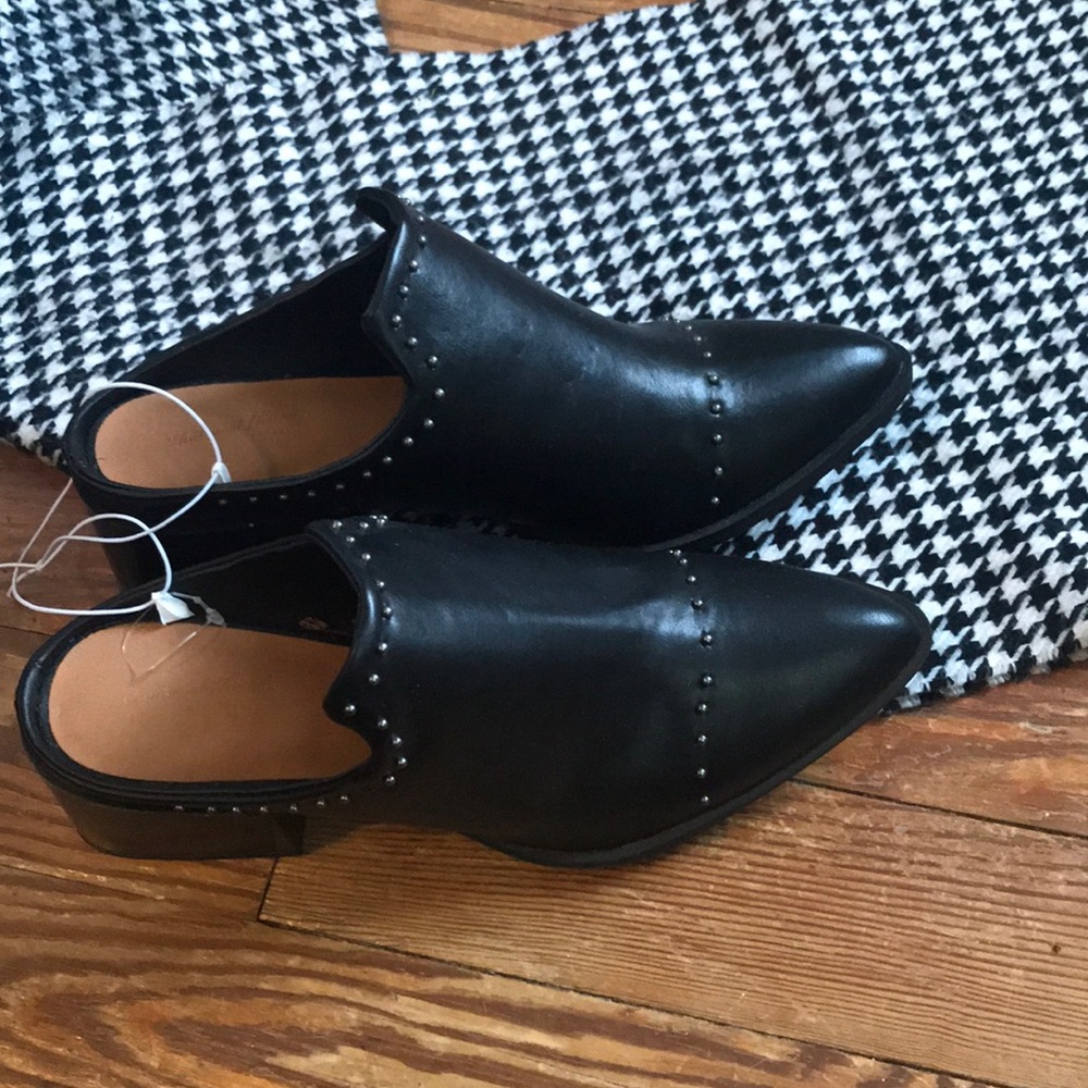 NWT Black Studded Mules